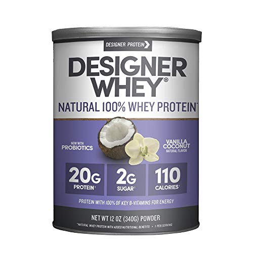 Designer Whey Protein Powder, Vanilla Coconut, 12 Ounce, Non GMO, Made in the USA