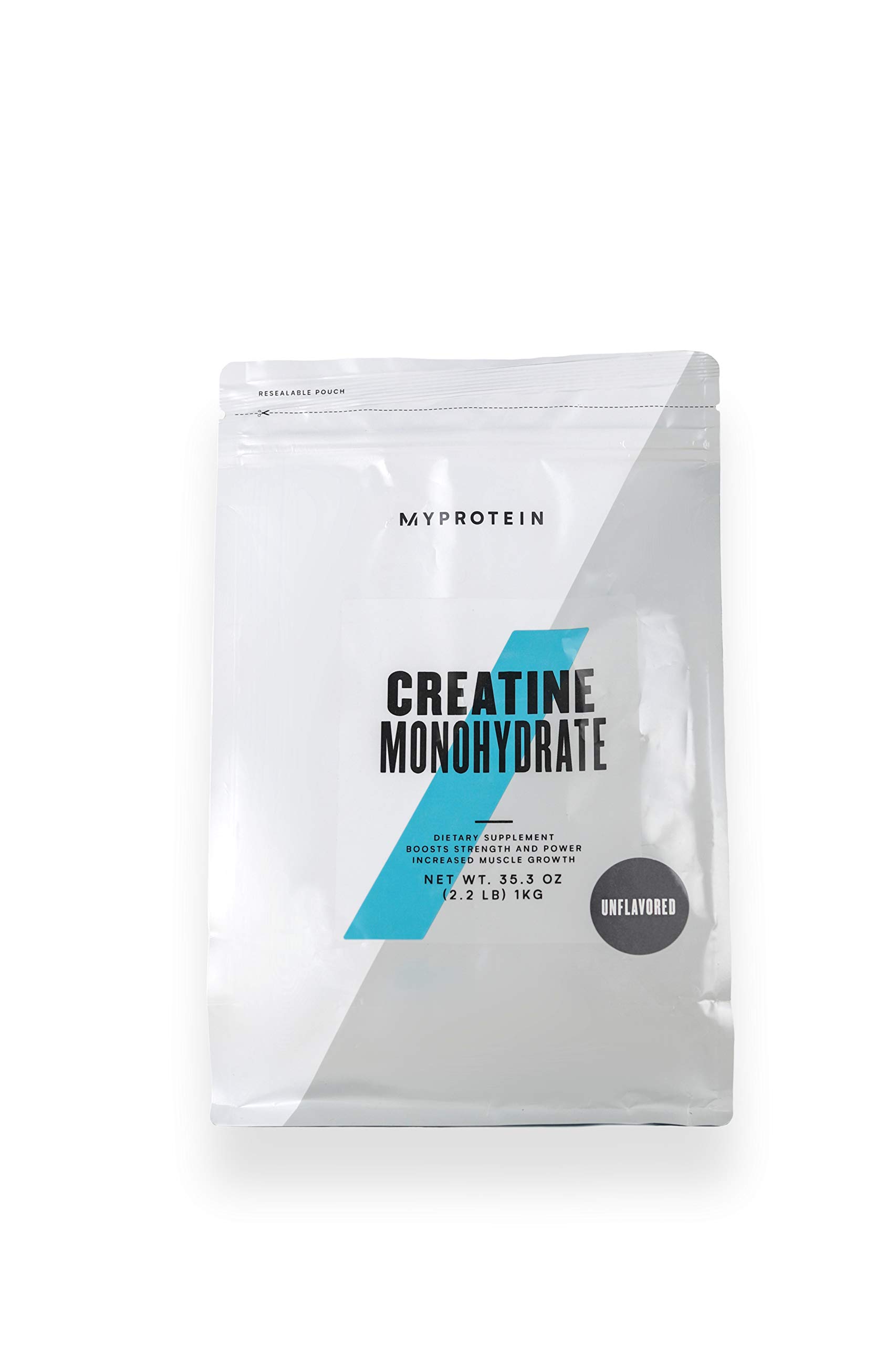 Myprotein - Creatine Monohydrate Powder Bag 2.2 lbs- Pure Unflavored Creatine Powder - Post/Pre Workout Supplement for All Sports and Exercises - Gluten Free, Vegan, Dissolves Easy - (200 Servings) 200.0 Servings (Pack of 1)