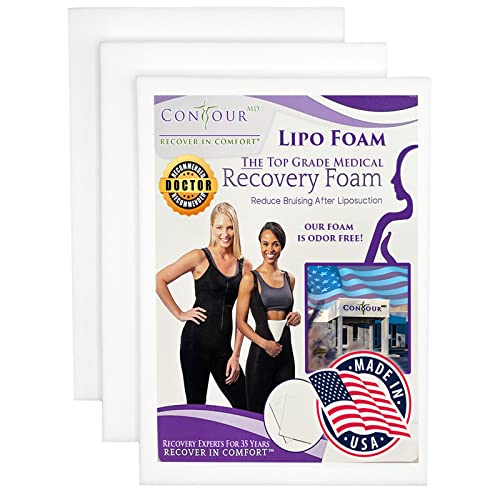 Contour MD Lipo Foam Sheets – Post Surgery Compression Garment After Liposuction, Tummy Tuck, AB Flattening, BBL, & More – Medical Grade Lipo Foam Sheet Set – Surgery Recovery Supplies (3-Sheet Set)