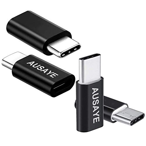 USB Type C Adapter, 4 Pack by AUSAYE,USB C to Micro USB Adapter Connector USB C Adapter Fast Charging for Samsung Galaxy S9 S8 S8+ S10 Note 8 9 10,MacBook, LG V30 G5 G6, Moto Z2 Play Nexus Black