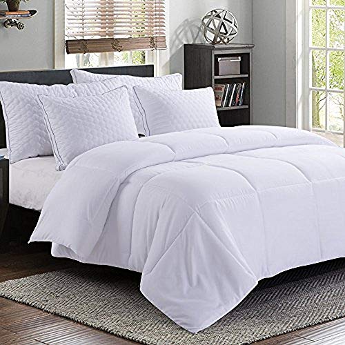 Book Cover MANZOO Comforter Set Queen Duvet Insert Down Comforter - Quilted Comforter with Corner Tabs - Plush Siliconized Fiberfill - Pure White