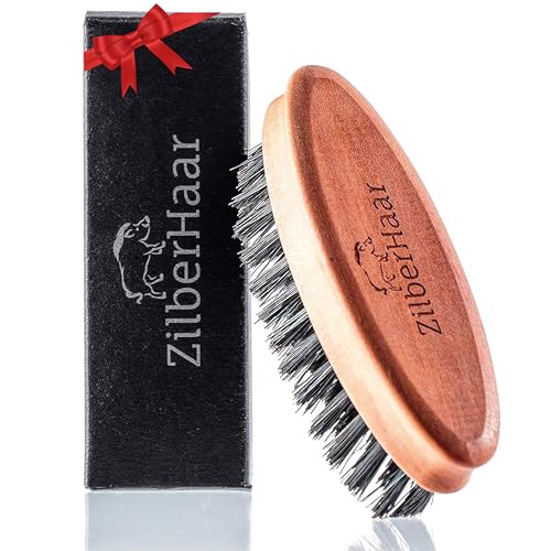 ZilberHaar Pocket Beard Brush - Soft - Boar Bristles and Pear Wood - Straightens and Softens Beards – Great for Beard Oils and Balms - Made in Germany