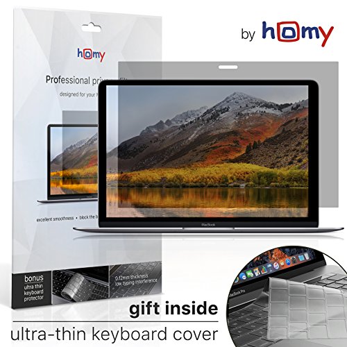 Book Cover Homy Privacy Screen Protector Kit for MacBook Pro 15 inch Touch Bar 2016-2017-2018-2019 Keyboard Cover Ultra-Thin TPU Skin/Easy On-Off Anti Spy Private Filter for A1707, A1990 Model only