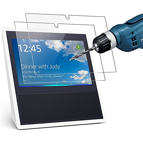 QIBOX 2 Pcs Compatible Amazon Echo Show Screen Protector HD Clear 9H Hardness Tempered Glass Screen Protector for Amazon Echo Show, Full Screen Coverage/Scratch-Resistant/Anti-Glare