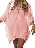 Walant Womens Solid Oversized Beach Cover Up Swimsuit Bathing Suit Beach Dress,White,One Size(Orange Pink)