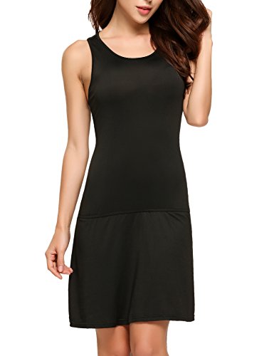 SE MIU Women's Scoop Neck Sleeveless Bodycon Tank Mini Dress