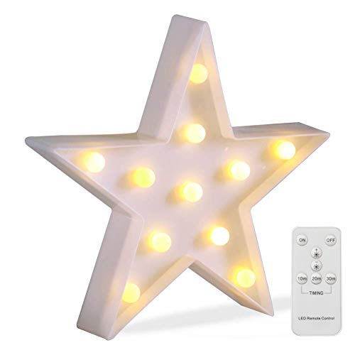 Book Cover Battery Operated Night Light LED Marquee Signs with Wireless Remote Control for Kids' Room, Bedroom, Gift, Party, Home Decorations(White Star)