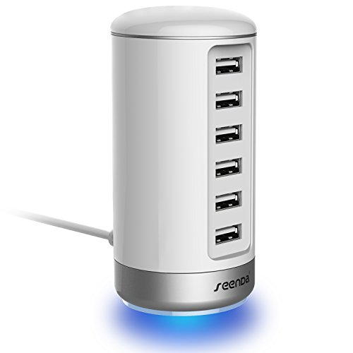 seenda USB Wall Charger, USB Phone Charger - 6-Port Multi USB Charger with Smart Identification - White