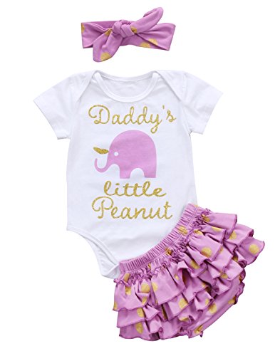 Cute Baby Girl Daddyâ€™s Girl Print Bow Romper+Multi-Tulle Ruffle Bowknot Shorts Outfit