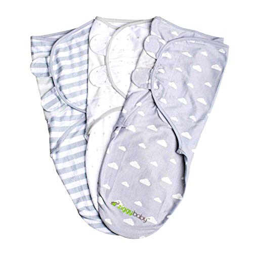 Swaddle Blanket Adjustable Infant Baby Wrap Set 3 Pack Grey Cloud Stripe, Stars - Baby Gifts, Baby Boy Gift, Baby Gifts for Newborn Girl, Baby Gift Sets, Newborn Gifts, Baby Gift Set, Baby Boy Gifts