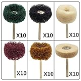 DerBlue 60 Pcs Multi-Style Mini Abrasive Wheel Buffing Polishing Wheel Set for Dremel Rotary Tool (60 Pcs)