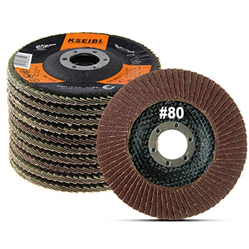 KSEIBI 4 1/2 Inch Flap Disc Aluminum Oxide 10 Pack Auto Body Sanding Grinding Wheel (80 Grit) 686012