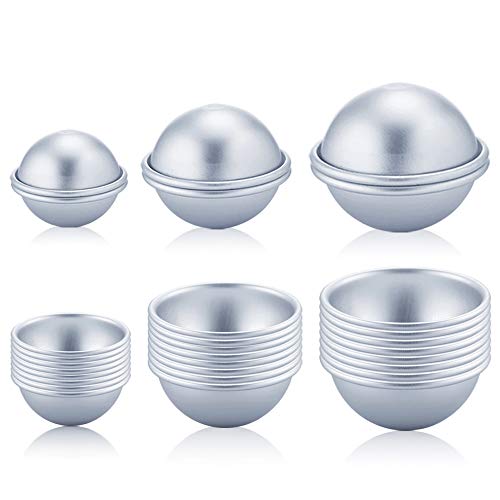 Caydo 30 Pieces 3 Sizes DIY Metal Bath Bomb Mold 15 Set for Crafting Your Own Fizzles
