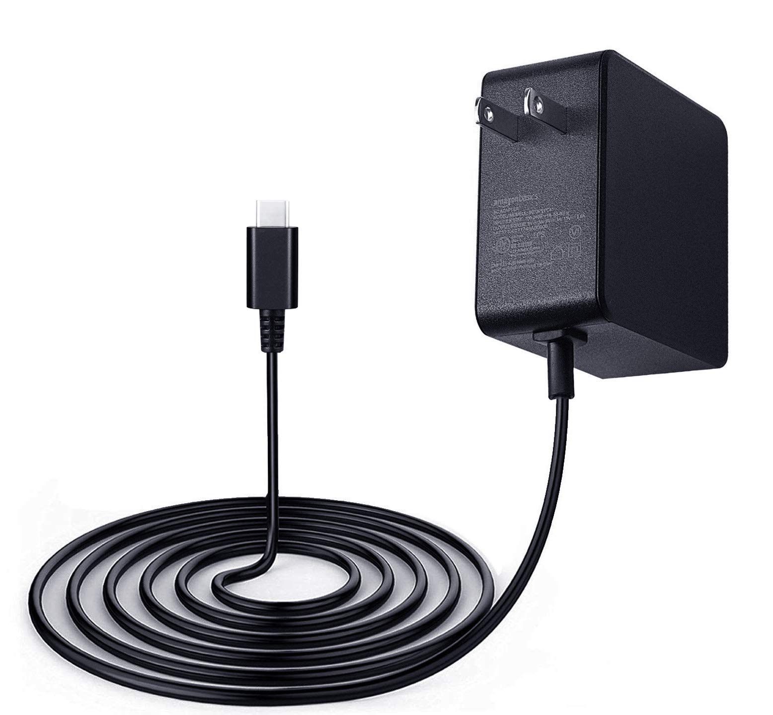 Amazon Basics Dual Voltage USB Type-C to AC Power Adapter Charger for Nintendo Switch - 6 Foot Cable, Black Device and dock charger