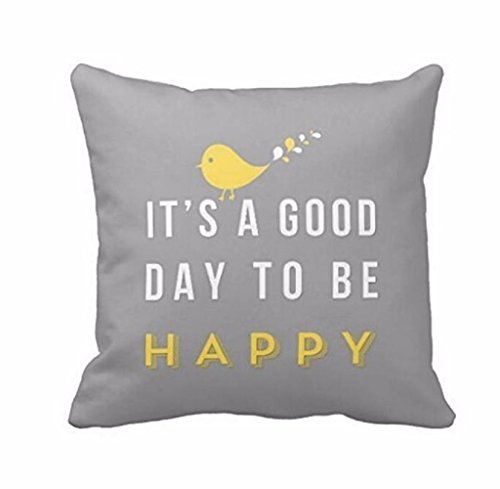 Book Cover Gloous Yellow Bird Letter Square Throw Pillow Case Cushion Cover Home Decor(Size: 45cm45cm) (Gray)