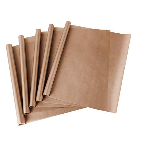 SS SHOVAN 5 Pack PTFE Teflon Sheet for Heat Press Transfer Sheet 16 x 16" Non Stick Heat Transfer Paper Resistant Washable Reusable Baking Sheet Craft Mat