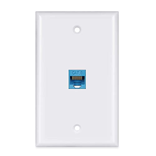 Ethernet Wall Plate 1 Port - BUPLDET Cat6 Ethernet Port Wall Plate Female to Female - Blue