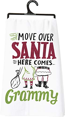 Primitives by Kathy Glitter Kitchen Towel - Move Over Santa Here Comes Grammy