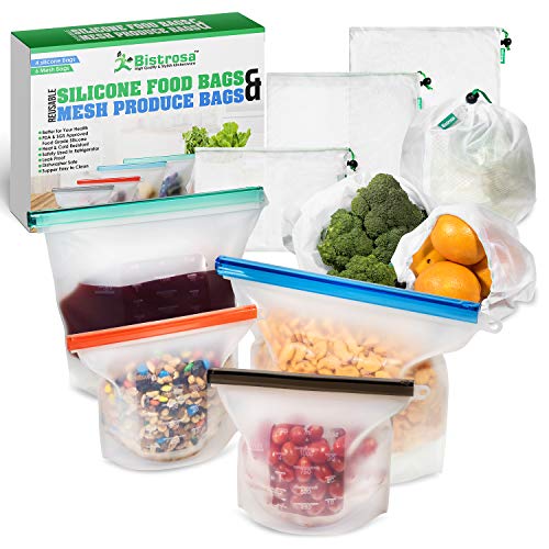 Bistrosa Reusable Silicone Food Bags & Mesh Produce bags