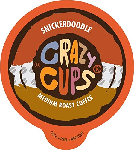 Crazy Cups Flavored Coffee for Keurig K-Cup Machines, Snickerdoodle, Hot or Iced Drinks, 22 Single Serve, Recyclable Pods