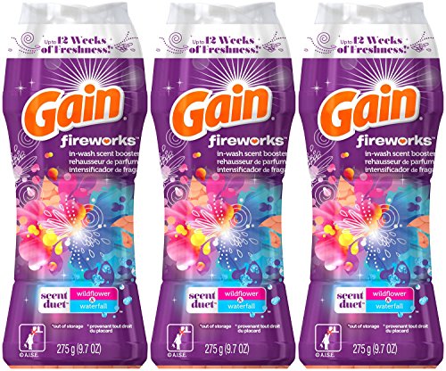 Book Cover Gain Fireworks In-Wash Scent Booster, Scent Duet Wildflower/Waterfall, 9.7 Ounce (Pack of 3)