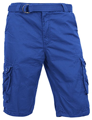Ma Croix Mens Premium Cargo Shorts with Belt Outdoor Twill Cotton Loose Fit Multi Pocket Pants