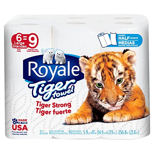 Book Cover Royale Tiger Paper Towels Choose-A-Size 2 Ply, Large Rolls, 6 Pack