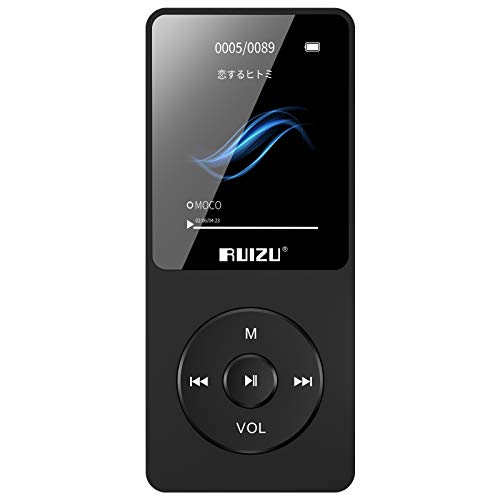 Book Cover Mp3 Player, RUIZU X02 Ultra Slim Music Player, Long Battery Life Mp3 with FM Radio, Voice Recorder, Video Play, Text Reading, 80 Hours Playback and Expandable Up to 128 GB (Black)â€¦
