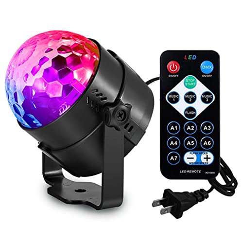 Book Cover Led Sound Activated Party Lights with Remote Control DJ Lighting Disco Ball Strobe Club Lamp 7 Modes Stage Par Light Magic Mini Led Stage Lights for Christmas Home Room Dance Partiee Parties Birthday