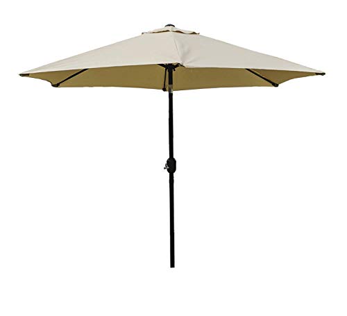 Kozyard 9 Feet Patio Outdoor Umbrella with Push Button to Crank, 100% Polyester, Steel Rib and Sturdy Aluminum pole in Bronze Finish(BEIGE)