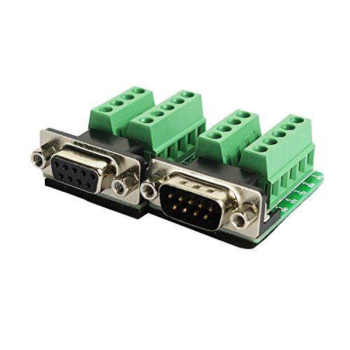 Avanexpress DB9 Breakout Connector RS232 Serial 9 Pin Connector Db9 Terminal (Male x 1, Female x 1)