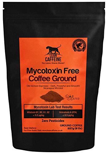 Lean Caffeine Bulletproof Coffee Ground / Ground Coffee 227 Gram | No Pesticides, Heavy Metals, Mycotoxins | Dark Roast Coffee Beans Ground: Low Acid Coffee | Sublime Tasting Keto Coffee