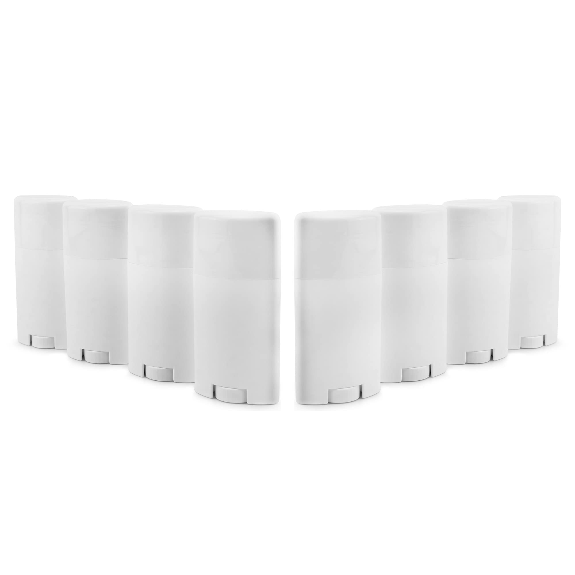 Cornucopia 2.5oz Empty Deodorant Containers (8-Pack, 75ml); BPA-Free Plastic White Twist-Up Refillable Tubes for DIY Deodorant, Aromatherapy, Balm, Etc.