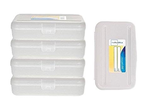 1InTheOffice Clear Pencil Box, Pencil Case Plastic Box, Translucent, Large Capacity, Snap-Tight Lid, 4 Pack