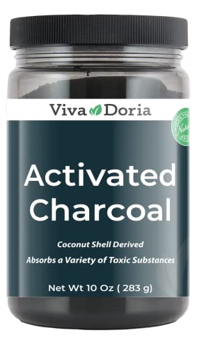 Viva Doria Virgin Activated Charcoal Powder, Coconut Shell Derived, Food Grade, 10 Oz