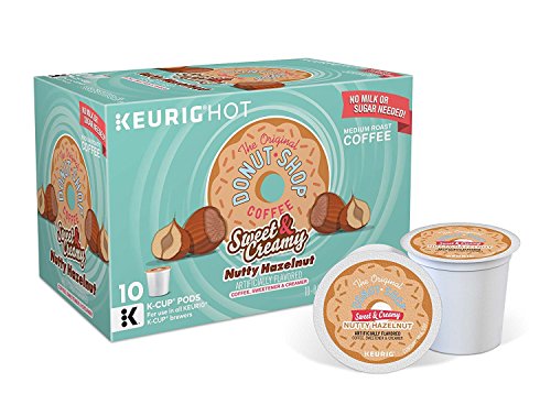 Donut Shop Sweet & Creamy Nutty Hazelnut Keurig K-Cup Coffee - No Milk or Sugar Needed (10 KCups)