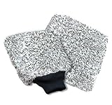 The Rag Company - Cyclone 8in x 9in Wash Mitt and Cyclone 10" x 10" Wash Pad - 70/30 Blend Korean Microfiber, Foam Padding, Scratch-Free, Lint-Free, Grey (2-Pack)