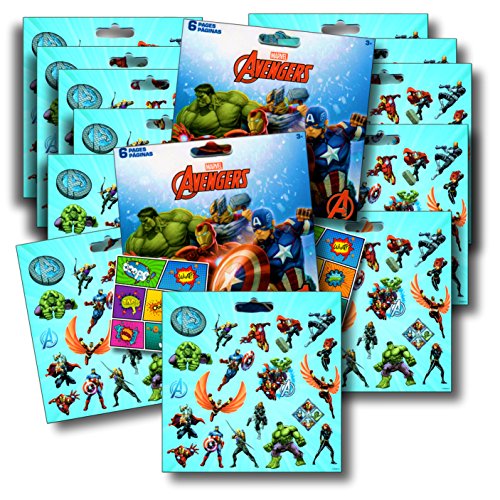 Marvel AVENGERS Stickers Party Favors Bundle of 12 Sheets over 240 Stickers plus Large Specialty Stickers