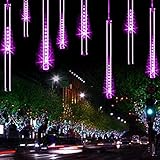 Lwind Meteor Shower Rain Lights,Twinkling Romantic Lights for Party, Wedding, Christmas, etc.11.8inch 8 Tubes (Purple)
