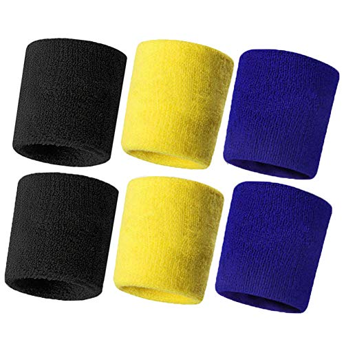 HANERDUN Wrist Sweatbands Thick Cotton Terry Cloth Wristbands for Men and Women Athletic Sweat Bands for Sports Tennis Gym Basketball