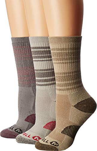 Merrell Women's 3 Pack Cushioned Performance Hiker Socks , Gray (Crew), Shoe Size: 4-9.5