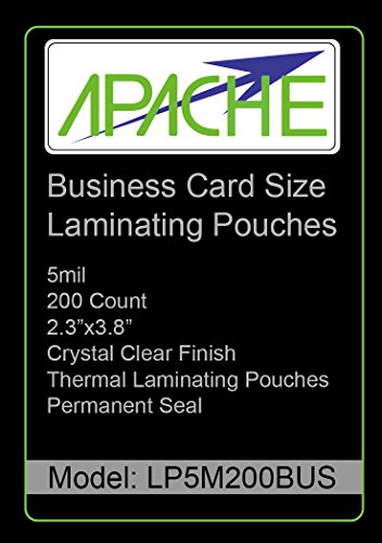 Book Cover Apache Laminating Pouches, 5 mil (5mil, Business Card, 200 Pack)
