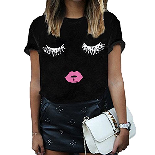BLACKMYTH Women Summer Funny Print Short Sleeve Top Tee Graphic Cute T-Shirt