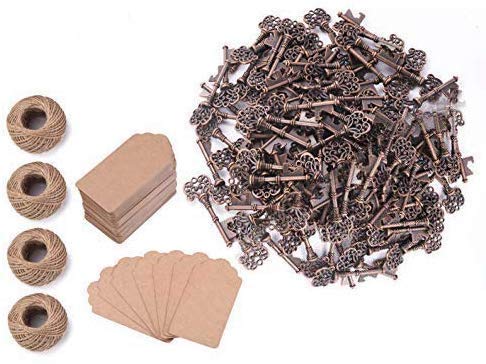 Key Bottle Opener,Woaiwo-q Wedding Favors Party Favors with Card Tag and Twine-3.14 Inches (100 pcs Copper),10,QWR0001
