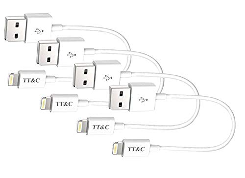 TT&C Short iPhone Cable Charger Sync and Charging Data Cord Compatible with iPhone Xs/Xs Max/Xr/X/8/8 Plus/7/7 Plus/6s/6s Plus/5c/5se/5s/iPad Pro/iPad Mini/iPod Touch ( 4-Pack )