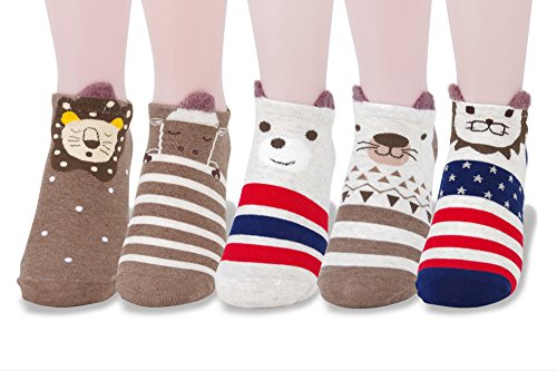 LL&Love 100% Cotton, Cute, Funny and Fashionable Casual Women's Low Cut Animal Socks
