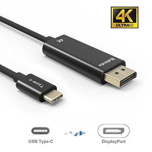 Belinda USB C to DP Cable, USB-C Type c to DisplayPort Cable 6FT with Aluminium Case Support 4K Resolution for Apple New MacBook Pro 2017, Samsung Galaxy S8