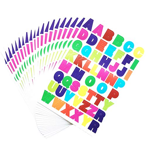 Kenkio 20 Sheets A to Z Assorted colors Letter Stickers Cardstock Stickers Alphabet Stickers