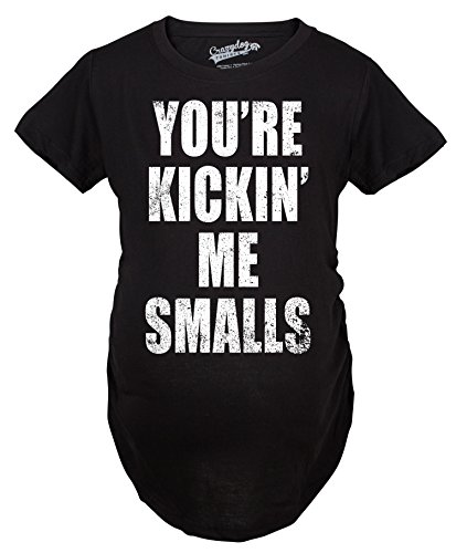 Maternity Kicking Me Smalls Funny T Shirt Pregnancy Announcement Novelty Tee