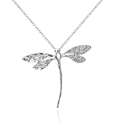 Adecco LLC new Jewelry Fashion silver dragonfly necklace pendant 20 inch chain